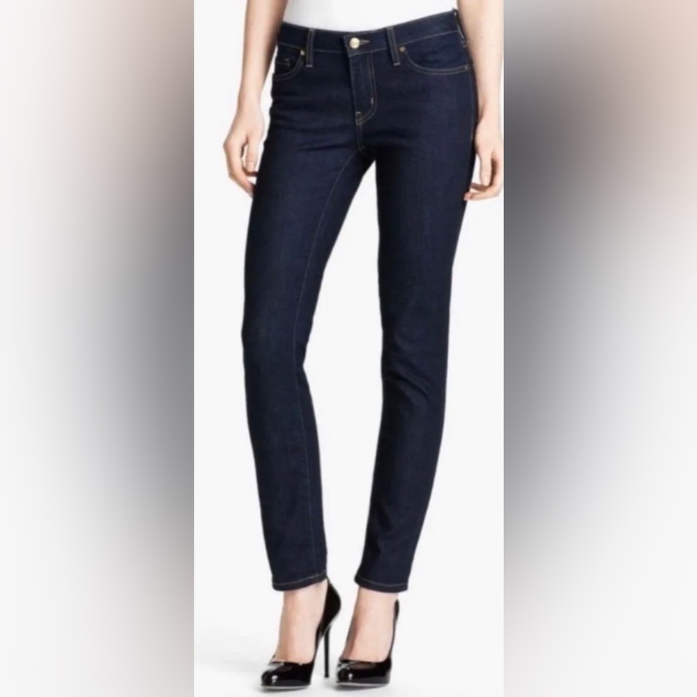Kate Spade Dark Blue Rinse Denim Perry Street Straight Jeans “Play Hooky” NEW - Picture 7 of 10
